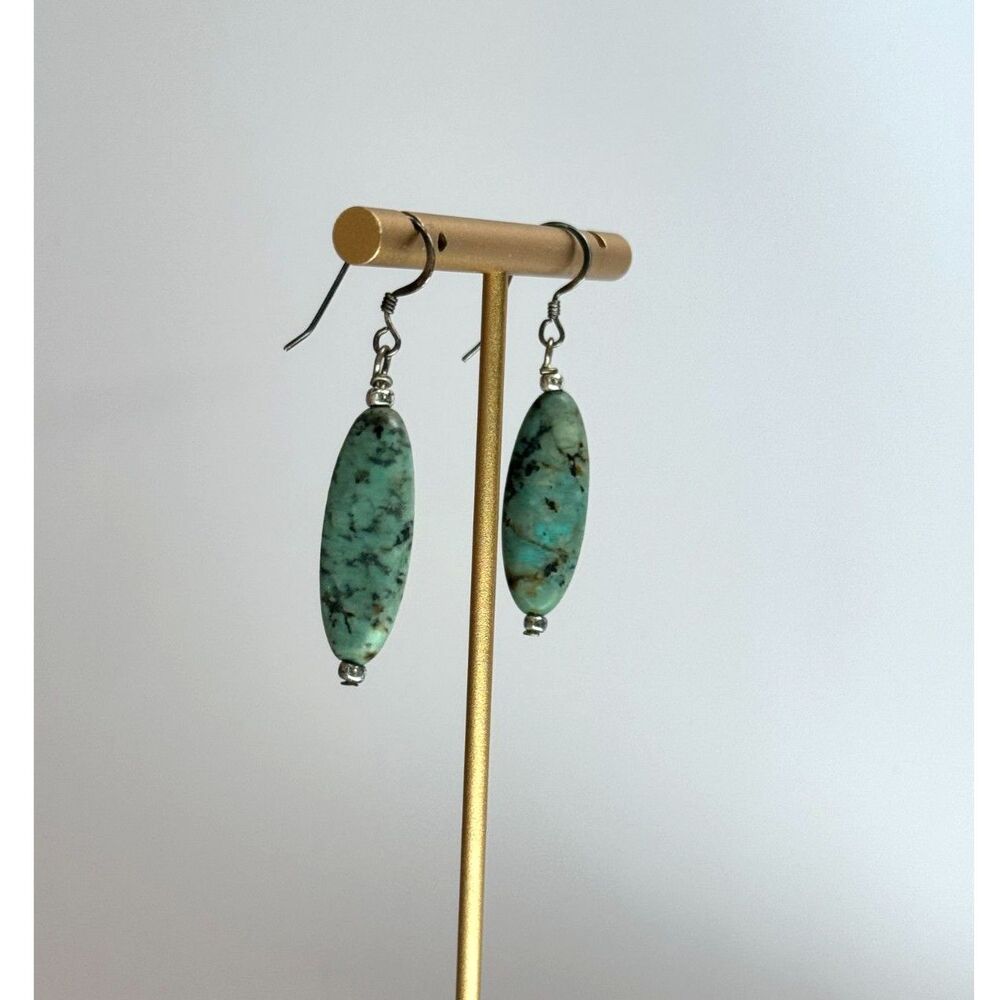 African Turquoise Dangle Earrings